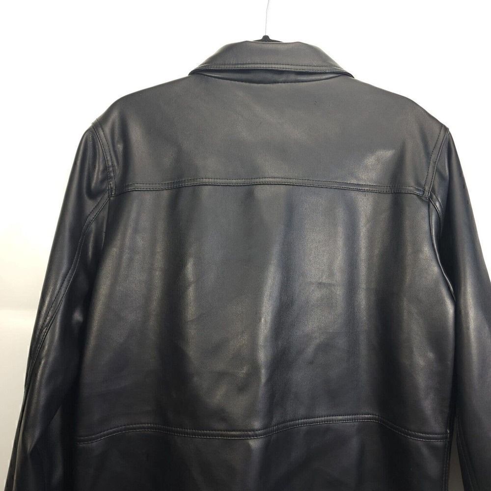 G.A Milano Italy Men's Medium FauxLeather Button Up Black Trench Blazer Jacket - Picture 9 of 12